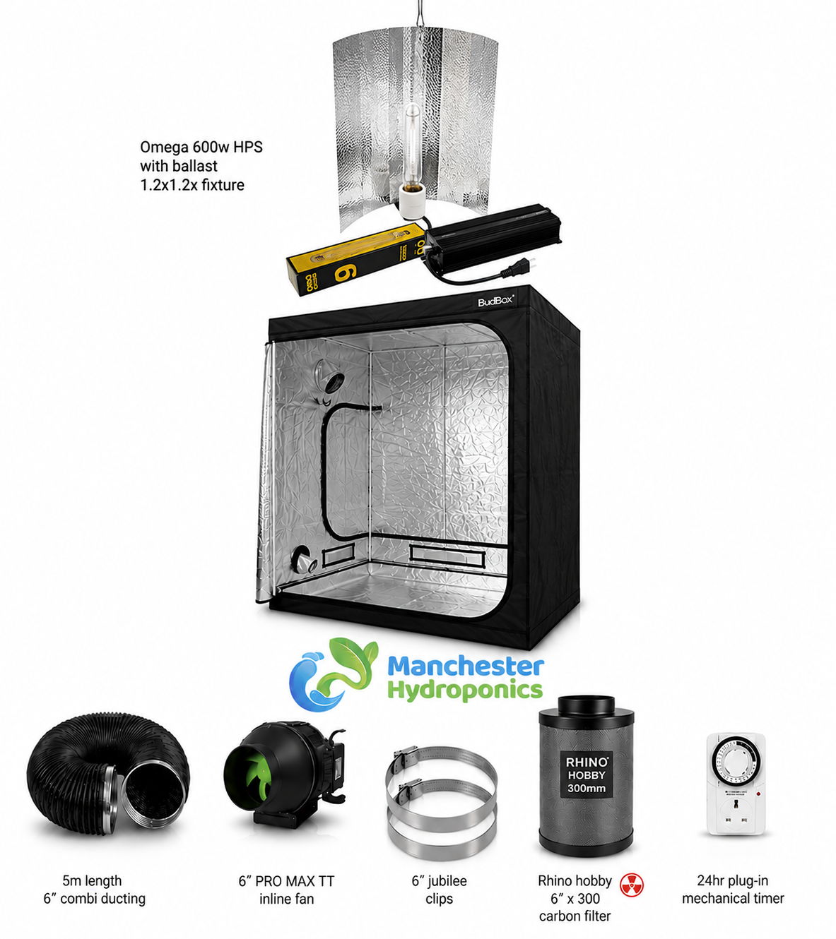 1.2m x 1.2m Complete 600W HPS Grow Tent Kit