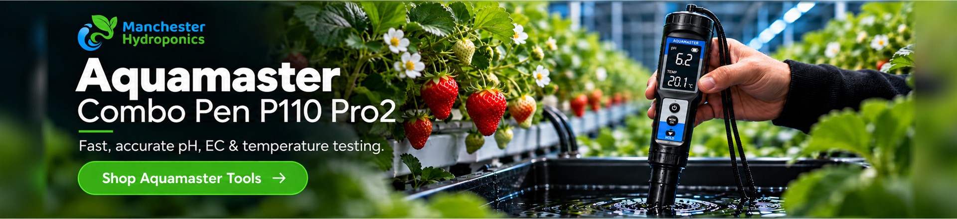 Aquamaster Combo Pen P110 Pro2 — fast, accurate pH, EC and temperature testing